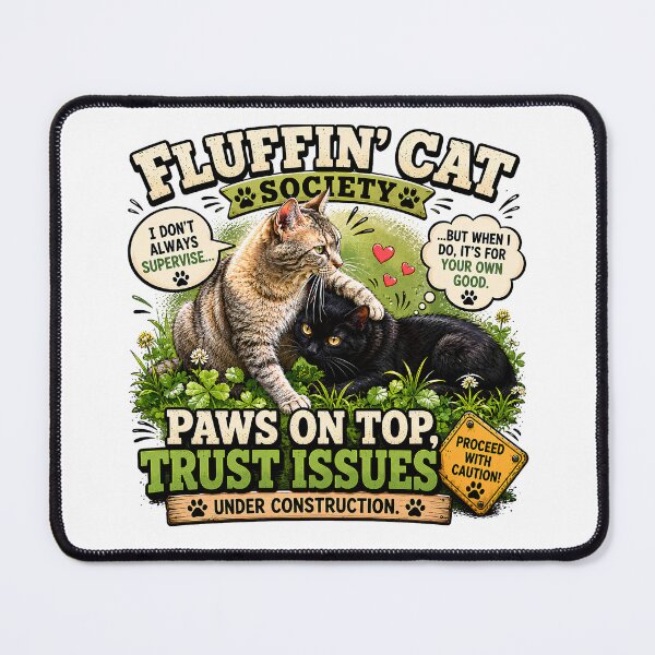 Item preview, Fluffin’ Cat Society – Paws on Top, Trust Issues Funny Cat Lover T-Shirt Design designed and sold by Backyard Patrol Cat.