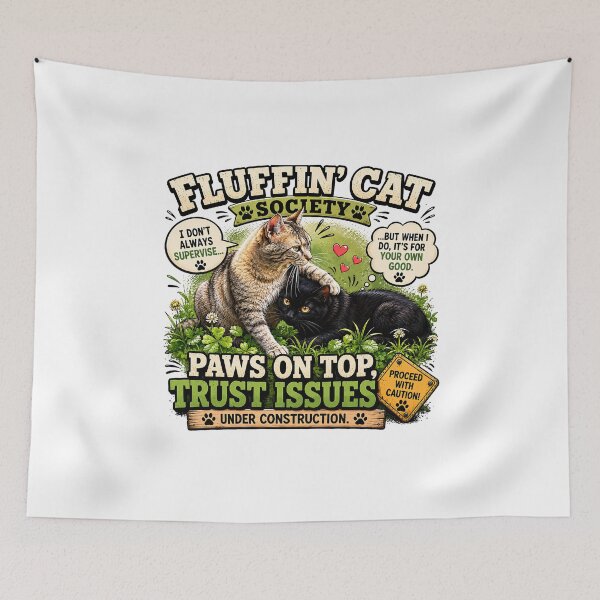 Item preview, Fluffin’ Cat Society – Paws on Top, Trust Issues Funny Cat Lover T-Shirt Design designed and sold by Backyard Patrol Cat.