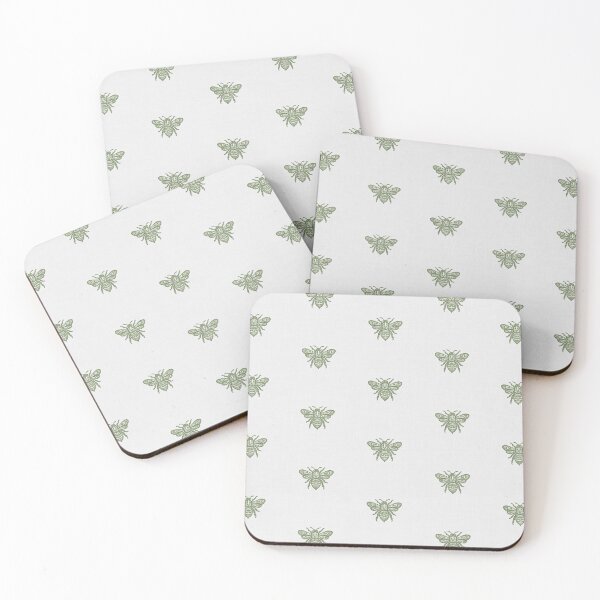 Item preview, Rustic Farmhouse Textured Ornate Flying Honey Bees In Olive Green On Cream  designed and sold by EliveraDesigns.