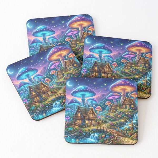 Item preview, Enchanted Mushroom Village Fantasy Landscape designed and sold by FashioonTrends.