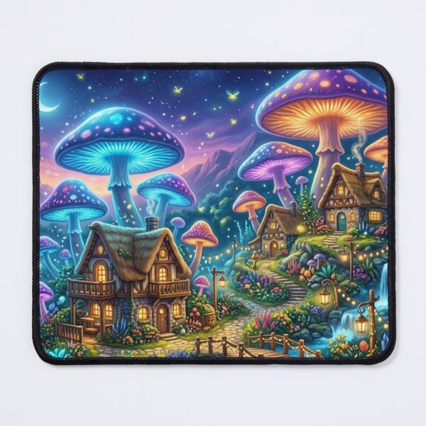 Item preview, Enchanted Mushroom Village Fantasy Landscape designed and sold by FashioonTrends.