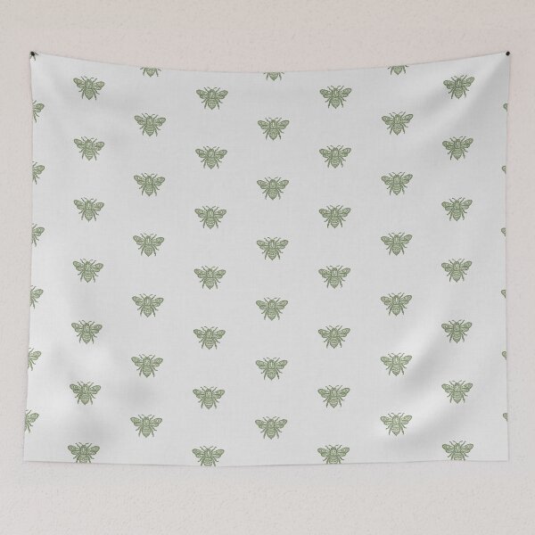 Item preview, Rustic Farmhouse Textured Ornate Flying Honey Bees In Olive Green On Cream  designed and sold by EliveraDesigns.