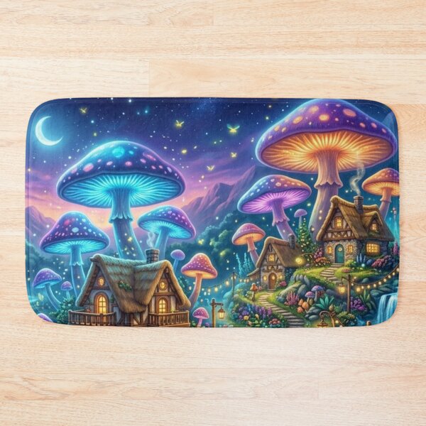 Item preview, Enchanted Mushroom Village Fantasy Landscape designed and sold by FashioonTrends.
