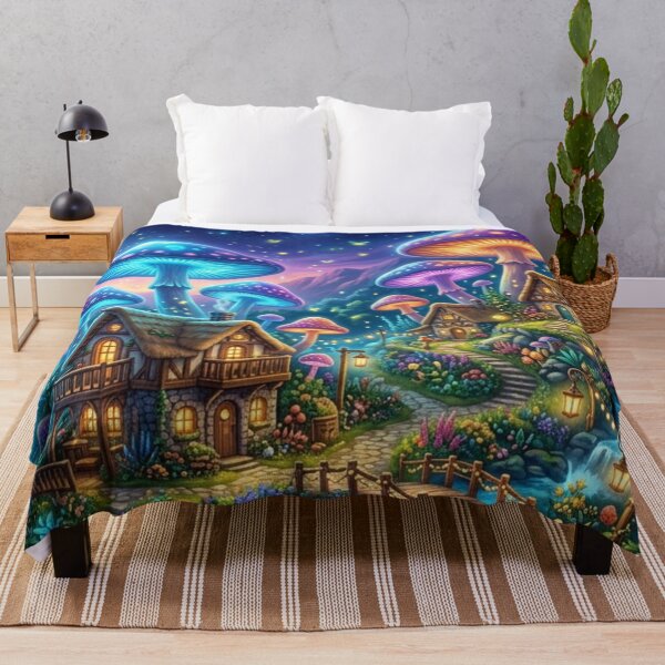 Item preview, Enchanted Mushroom Village Fantasy Landscape designed and sold by FashioonTrends.