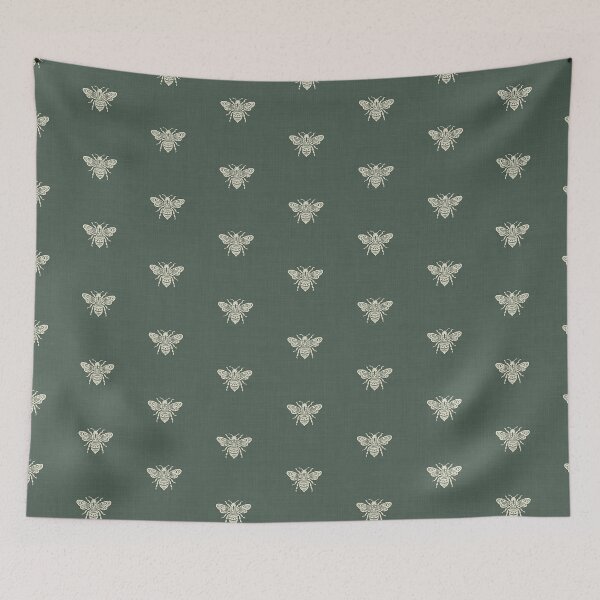 Item preview, Rustic Farmhouse Textured Ornate Flying Honey Bees In Olive Green And Cream designed and sold by EliveraDesigns.