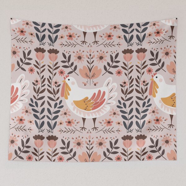 Item preview, Scandinavian Folk Art, Floral Chicken designed and sold by xiao xuans.