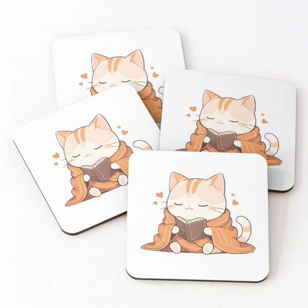 Item preview, Cozy Reading Cat — Kawaii Bookish Cat Sticker designed and sold by tommysworks.