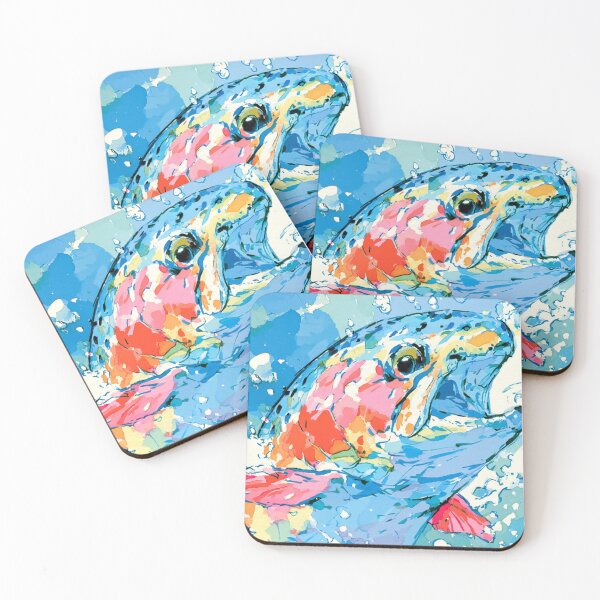 Item preview, Rainbow Trout Watercolor Splash Colorful Fish Art designed and sold by UhuCriei .
