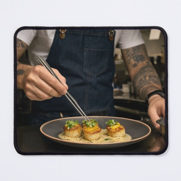 Item preview, chef plating perfect scallops designed and sold by psychoshadow.