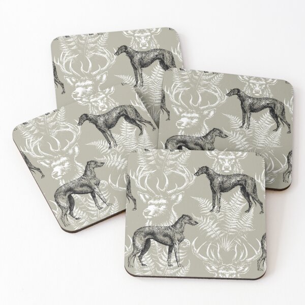 Item preview, Scottish Deerhound Dog and Forest Nature Cottagecore Toile Pattern - Sage  designed and sold by CanisArt.