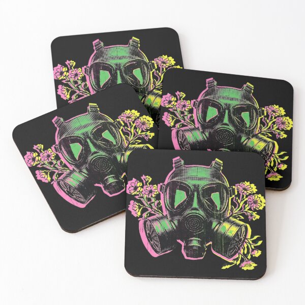 Item preview, Gas Mask and Daisies - Post-Apocalyptic Risograph designed and sold by FoxLab Studio.