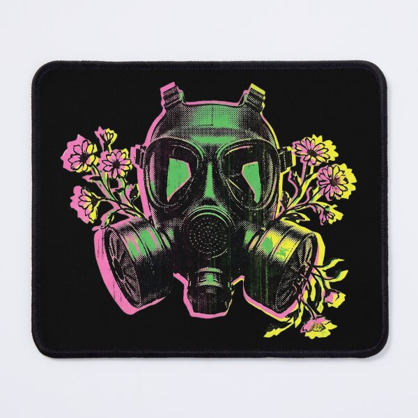 Item preview, Gas Mask and Daisies - Post-Apocalyptic Risograph designed and sold by FoxLab Studio.