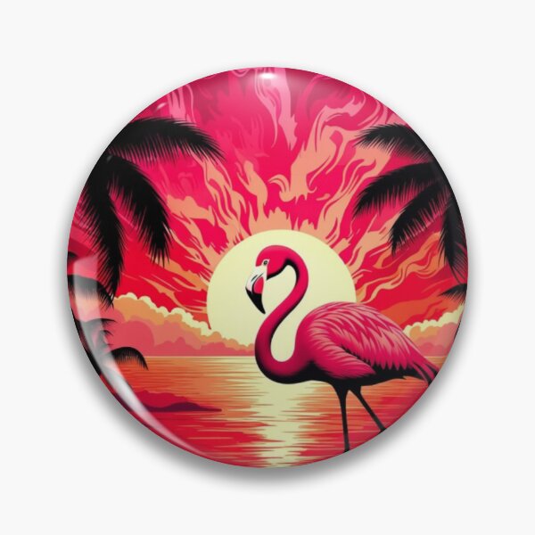 Item preview, Retro Flamingo Sunset Wall Art | Tropical Palm Beach Aesthetic | Vaporwave Nature Print designed and sold by GalleryPeak.