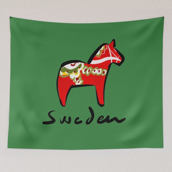 Item preview, Sweden Dala Horse | Scandinavian Gift Illustration designed and sold by Covo Studio.