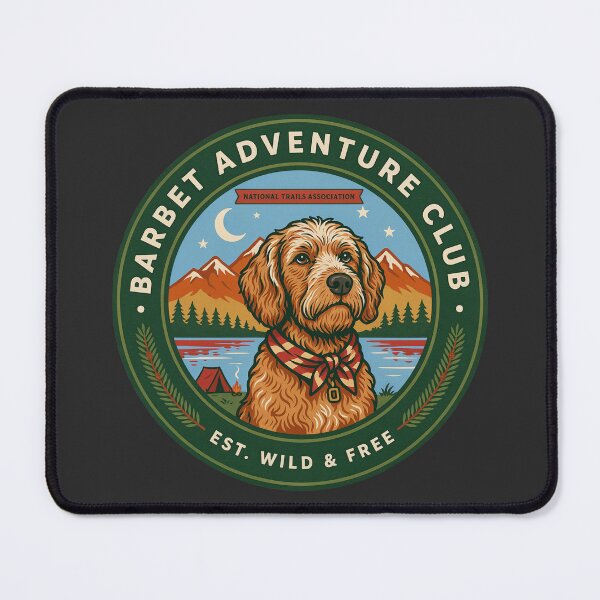 Item preview, Barbet Adventure Club Vintage Camping Dog Badge – Outdoor Hiking Barbet Lover Design designed and sold by ArcticFoxStudio.