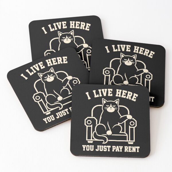 Item preview, I Live Here You Just Pay Rent Funny Black Cat Shirt designed and sold by Lyfeinsights.