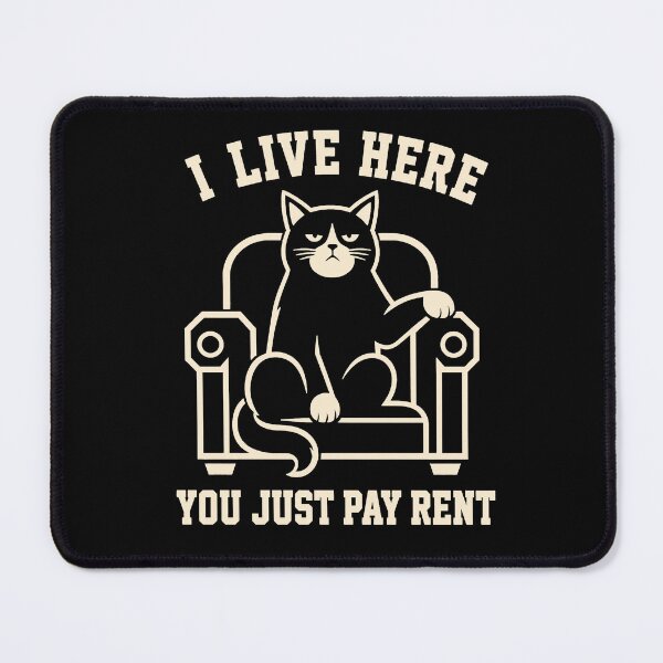 Item preview, I Live Here You Just Pay Rent Funny Black Cat Shirt designed and sold by Lyfeinsights.