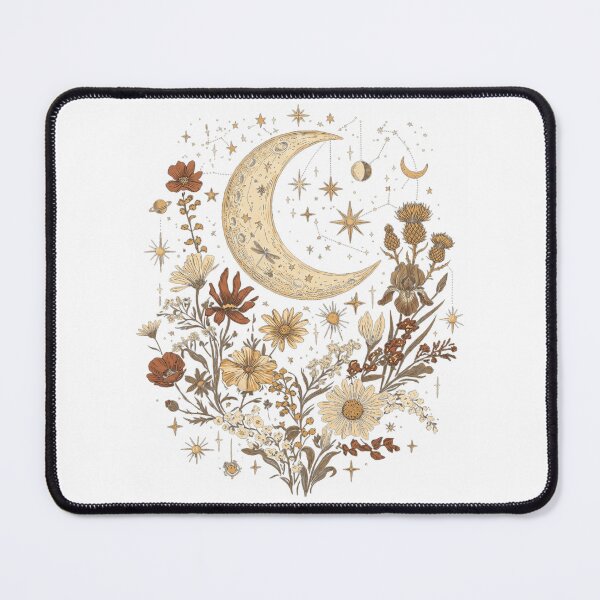 Item preview, Vintage Celestial Moon Wildflowers Boho Cottagecore Floral Art designed and sold by rediscoveredapp.
