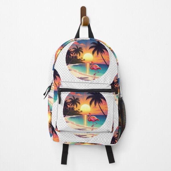 Item preview, Tropical Flamingo Beach Sunset | Retro Coastal Paradise Wall Art designed and sold by GalleryPeak.