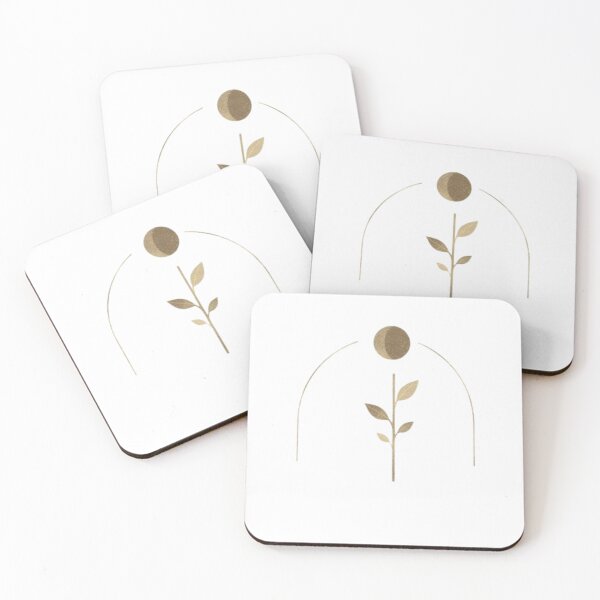 Item preview, Gold Moon Plant Arch Dark Minimalist Botanical Art designed and sold by MoonAndMossStudio.