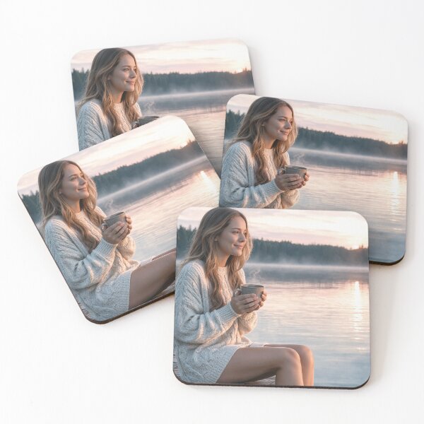 Item preview, enjoying morning coffee on a wooden pier designed and sold by psychoshadow.