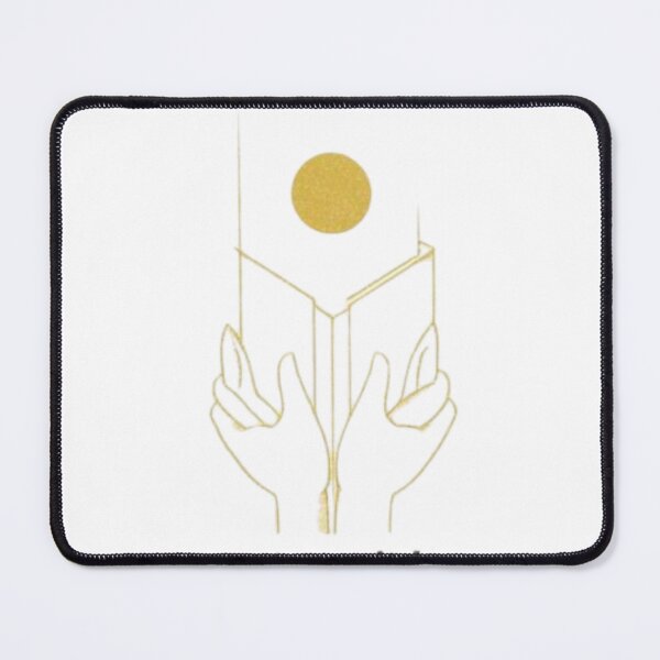 Item preview, Nature Witch Hands Book Moon Dark Gold Line Art Print designed and sold by MoonAndMossStudio.