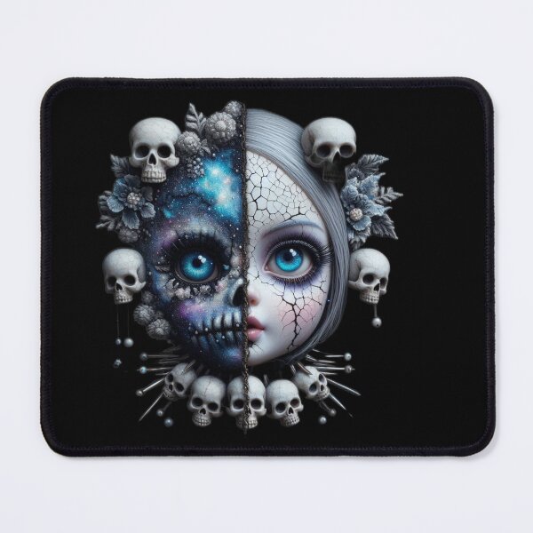 Item preview, Half Face Cosmic Skull Doll Gothic Pop Surrealism designed and sold by LujziWorld.