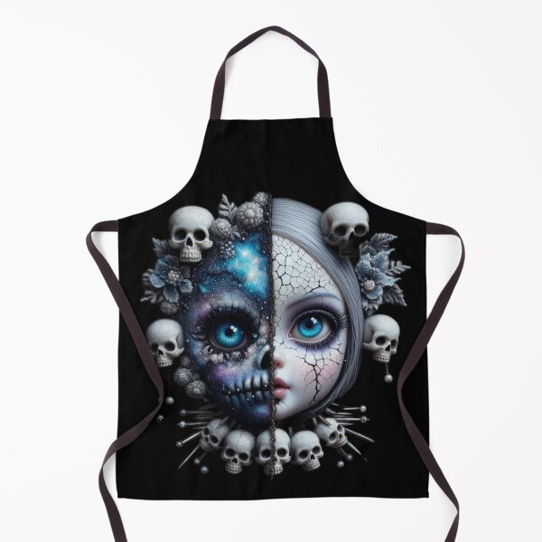 Item preview, Half Face Cosmic Skull Doll Gothic Pop Surrealism designed and sold by LujziWorld.