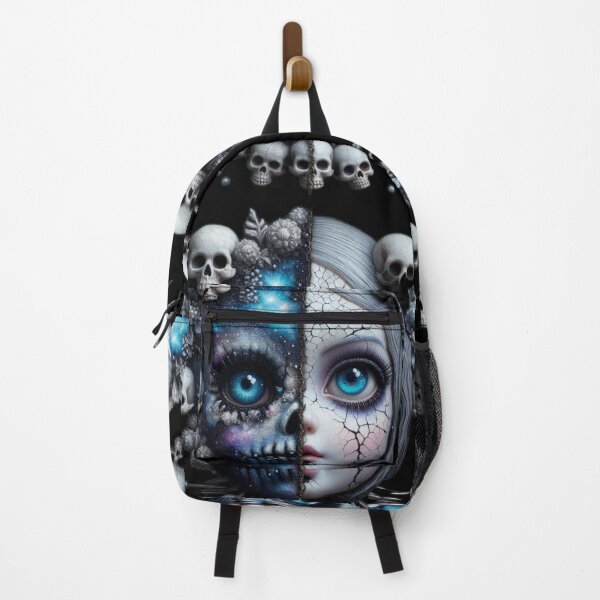 Item preview, Half Face Cosmic Skull Doll Gothic Pop Surrealism designed and sold by LujziWorld.