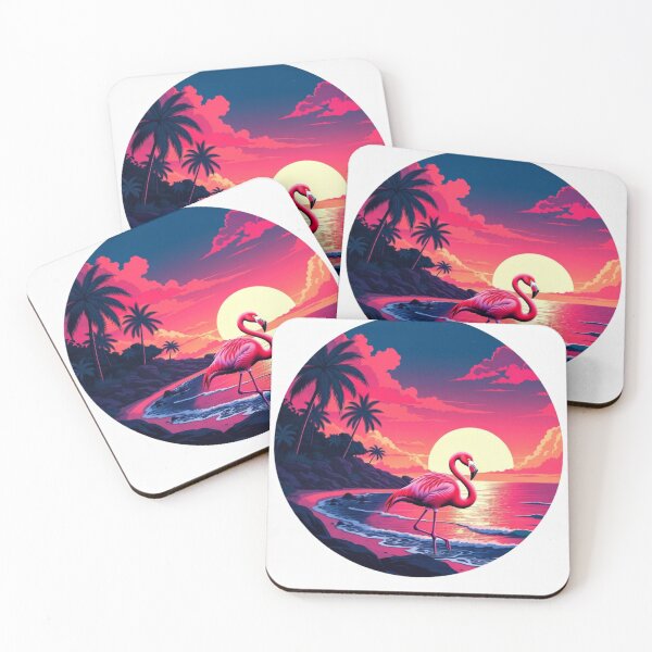 Item preview, Neon Flamingo Sunset Beach | Retro Tropical Paradise Aesthetic designed and sold by GalleryPeak.