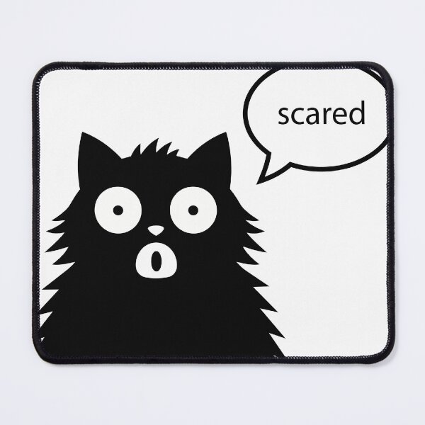 Item preview, Scared Black Cat Anxious Character Poster - Fluffy Feline Speech Bubble Print - Frightened Kitty Vector Wall Art designed and sold by BestChoiceService.