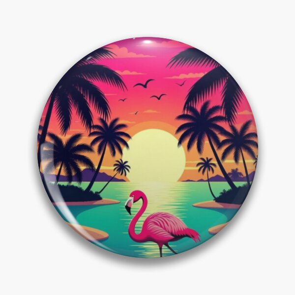 Item preview, Retro Neon Flamingo Paradise Sunset | Tropical Palm Beach Aesthetic designed and sold by GalleryPeak.