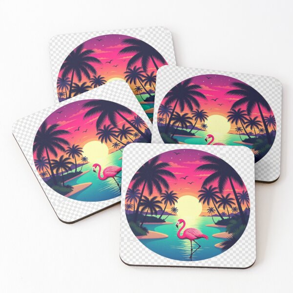 Item preview, Retro Neon Flamingo Paradise Sunset | Tropical Palm Beach Aesthetic designed and sold by GalleryPeak.