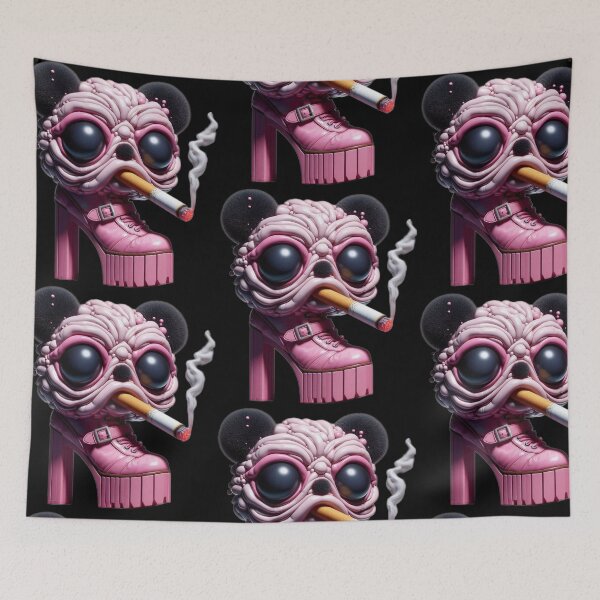 Item preview, Pink Brain Bear Monster in High Heel Boot Smoking Meme designed and sold by LujziWorld.