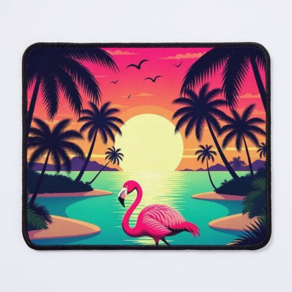 Item preview, Retro Neon Flamingo Paradise Sunset | Tropical Palm Beach Aesthetic designed and sold by GalleryPeak.