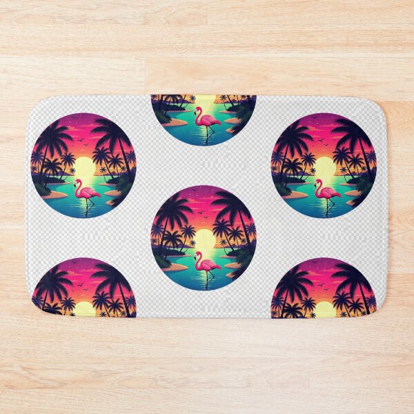 Item preview, Retro Neon Flamingo Paradise Sunset | Tropical Palm Beach Aesthetic designed and sold by GalleryPeak.