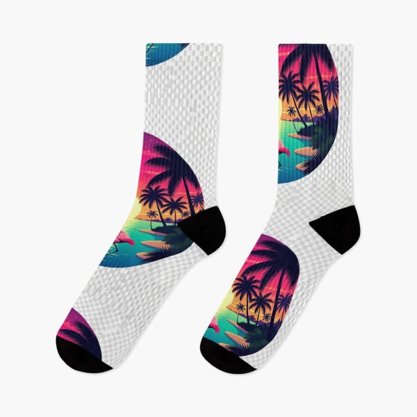 Item preview, Retro Neon Flamingo Paradise Sunset | Tropical Palm Beach Aesthetic designed and sold by GalleryPeak.