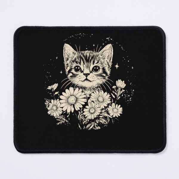Item preview, Cute Cat and Flowers Vintage designed and sold by charoen-design.