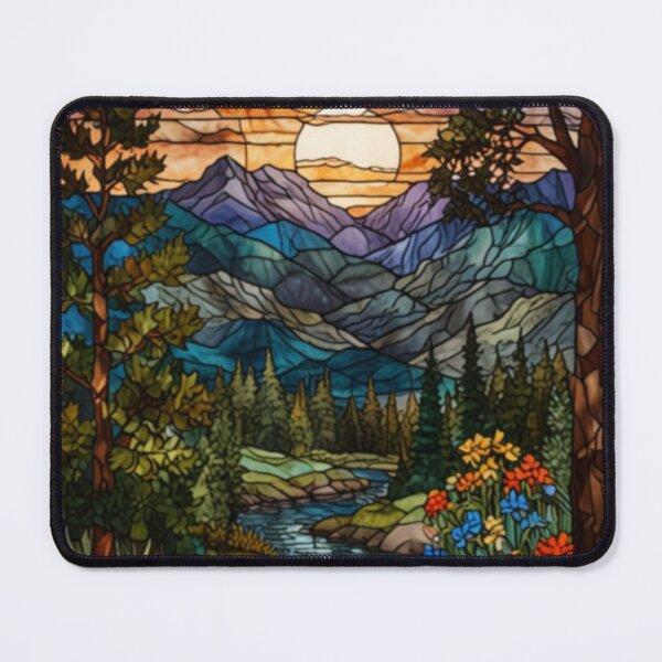Item preview, Romantic mountain range stain glass art designed and sold by hollycooper.