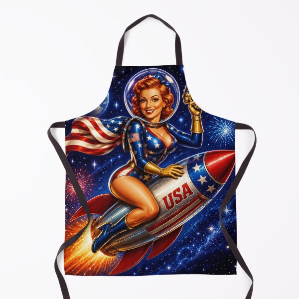 Item preview, Patriotic Space Girl Riding a Rocket designed and sold by Willyboy16.