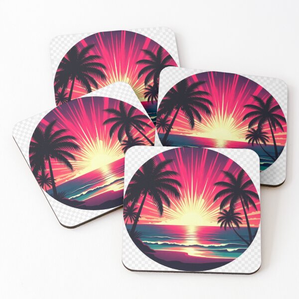 Item preview, Retro Tropical Sunset Beach | Neon Palm Tree Ocean Paradise designed and sold by GalleryPeak.