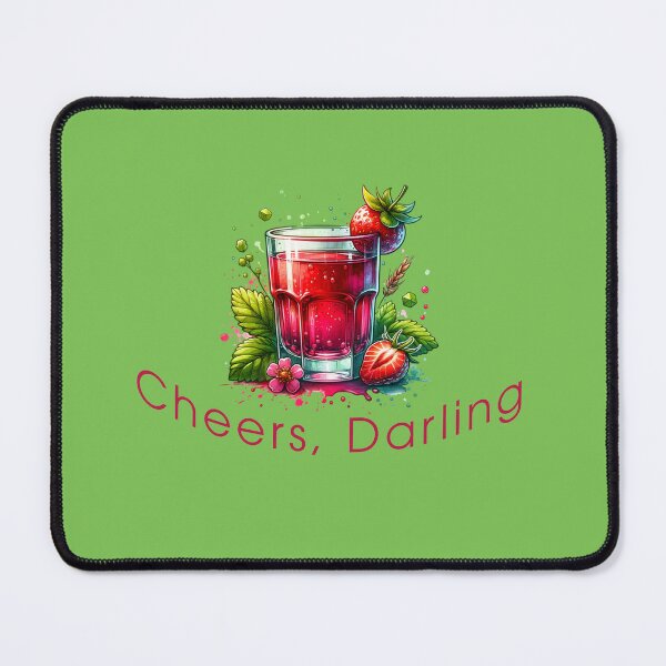 Item preview, Cheers Darling | Strawberry Drink Design | Cute Summer Aesthetic | Cocktail Lover Gift | Girly pink artwork designed and sold by Fernhaven.