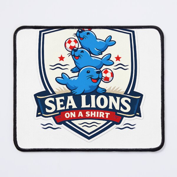 Item preview, Sea Lions On A Shirt Funny Football Crest Sticker designed and sold by Bugsy Sketches.