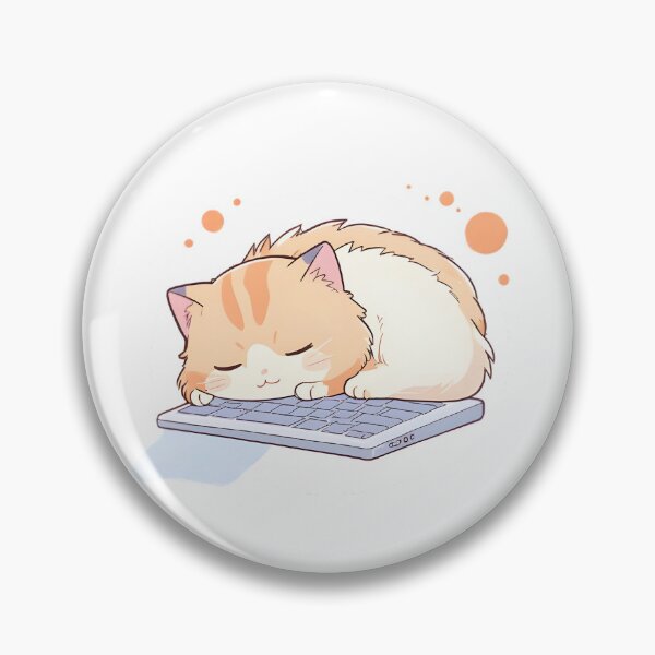 Item preview, Cat on Keyboard — Lazy Kawaii Cat Sticker designed and sold by tommysworks.