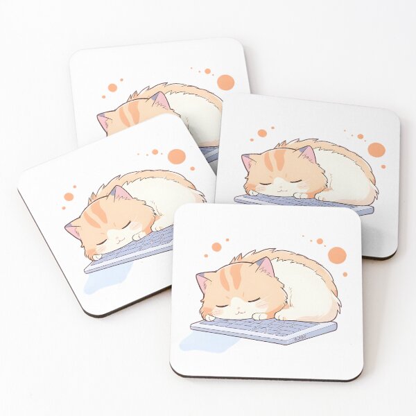 Item preview, Cat on Keyboard — Lazy Kawaii Cat Sticker designed and sold by tommysworks.