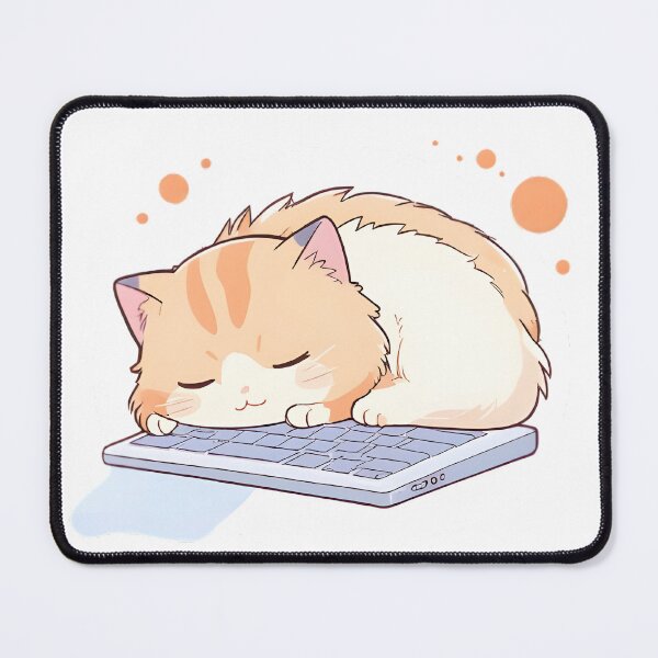 Item preview, Cat on Keyboard — Lazy Kawaii Cat Sticker designed and sold by tommysworks.