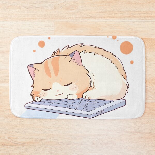 Item preview, Cat on Keyboard — Lazy Kawaii Cat Sticker designed and sold by tommysworks.