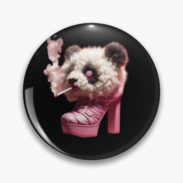 Item preview, Fluffy Cloud Panda in Pink Platform Boot Smoking Meme designed and sold by LujziWorld.
