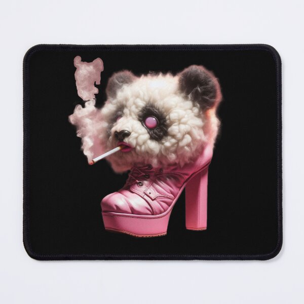 Item preview, Fluffy Cloud Panda in Pink Platform Boot Smoking Meme designed and sold by LujziWorld.
