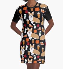 Latte de corgi citrouille aux épices - automne, automne, psl, épices citrouille, corgi, chien, chiens Robe t-shirt